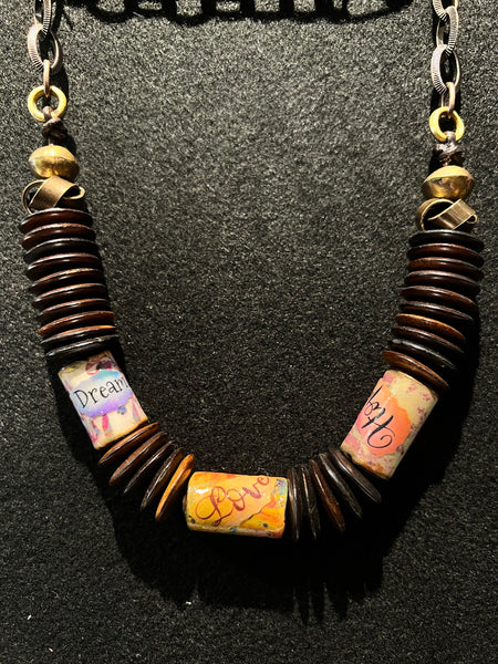 Rustic Style Paper Beads Necklace