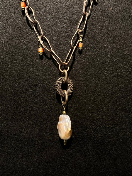 Freshwater Pearl and Carnelian Necklace