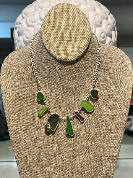 Multi Green Karina Link Necklace