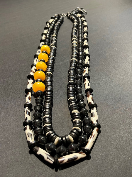 Triple Stands Beads Necklace