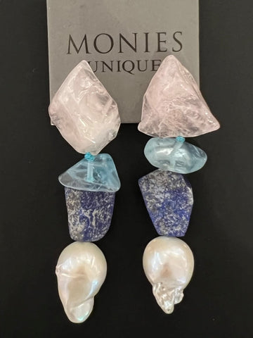 Rose Quartz and Topaz Earrings