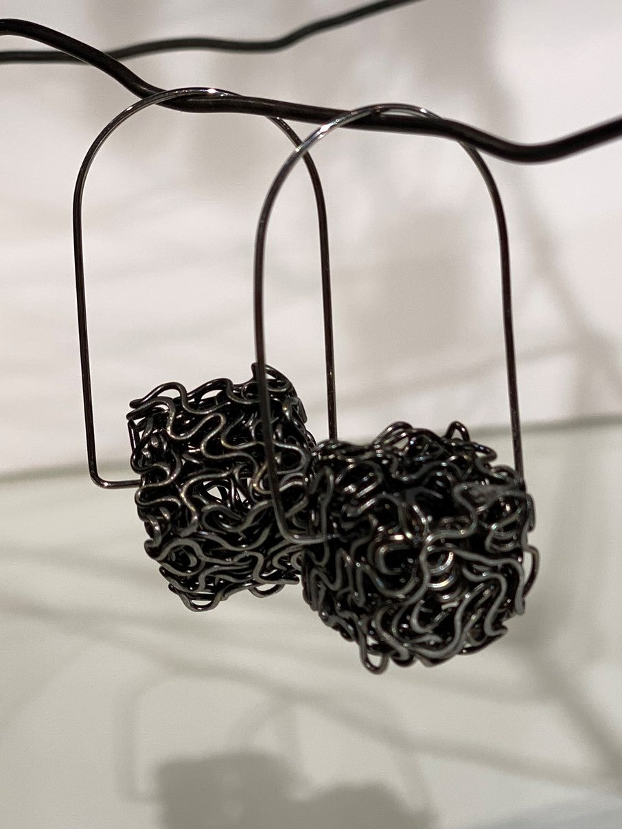 Metal cube Hoop Earrings